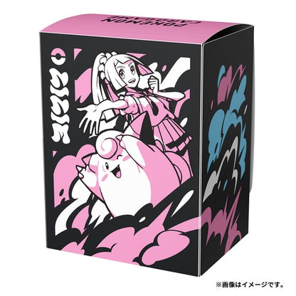 Pokémon deck case featuring Lillie and Clefairy in a black, pink, and blue graphic design, made of durable polyurethane.