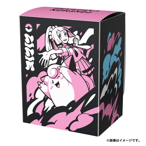 Pokémon deck case featuring Lillie and Clefairy in a black, pink, and blue graphic design, made of durable polyurethane.