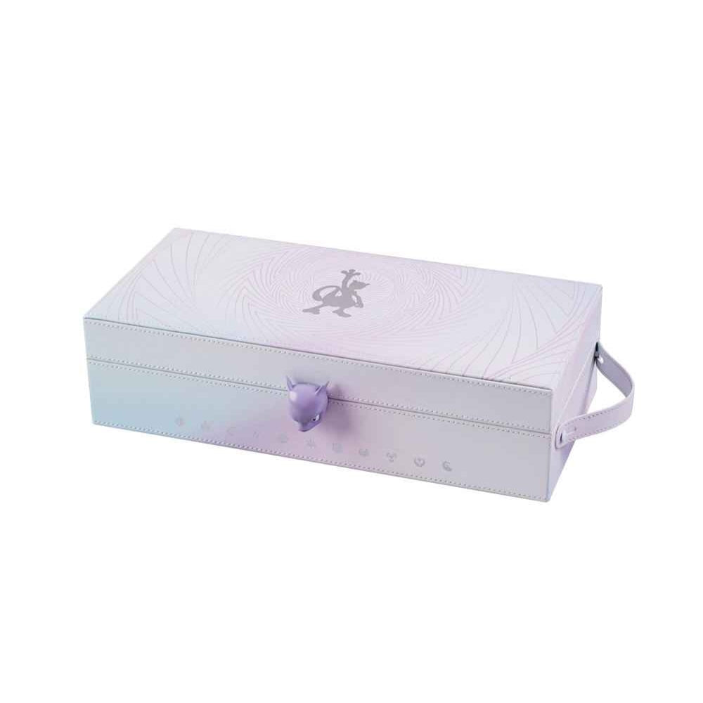 Pokémon Mewtwo VSTAR Collection Box, a rectangular purple and white gradient storage box with a Mewtwo head clasp.