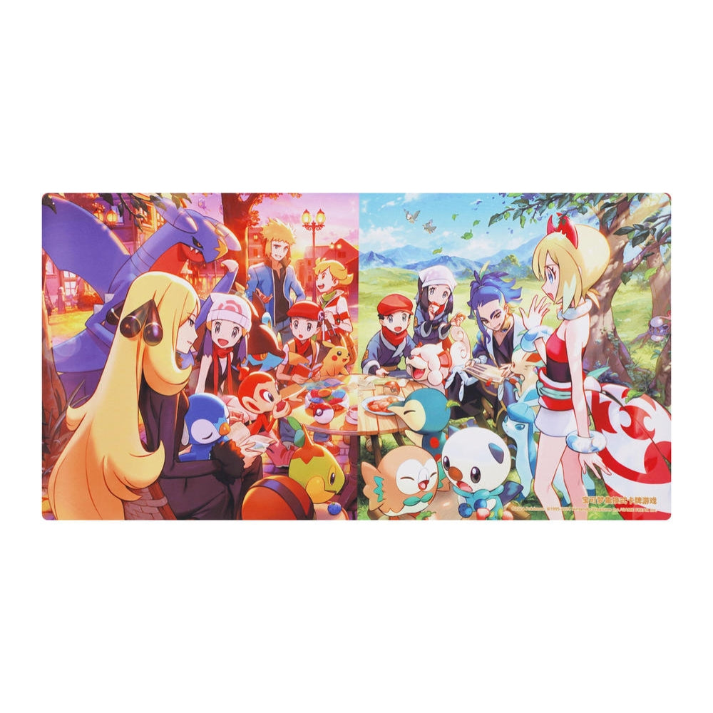 Pokémon Partners' Gathering Collection Box playmat featuring Sinnoh and Hisui characters and Pokémon.