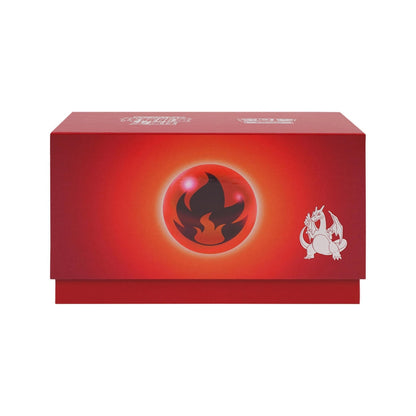 Red Pokémon Radiant Energy collection box featuring a central fire energy symbol and a Charizard illustration.