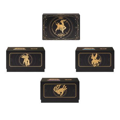 Black and gold Pokémon Radiant Energy Collection Set Vol. 3 boxes with ornate mythical creature designs.
