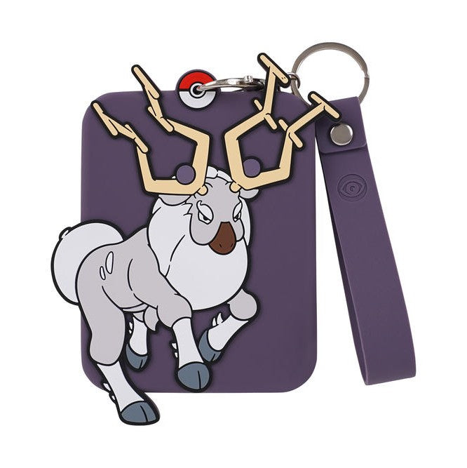 Purple silicone Pokémon Stantler display with card case and keychain.
