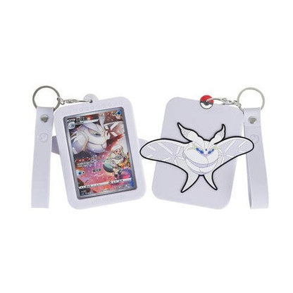 White silicone Pokémon card display with a clear case and a matching keychain featuring a white Pokémon character.