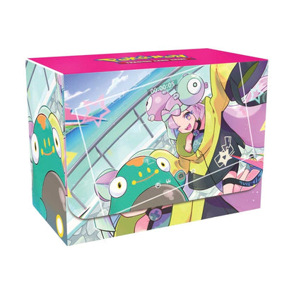 Pokémon TCG Iono Premium Tournament Collection "Milkbox" with vibrant anime art of Iono and a green frog-like creature.