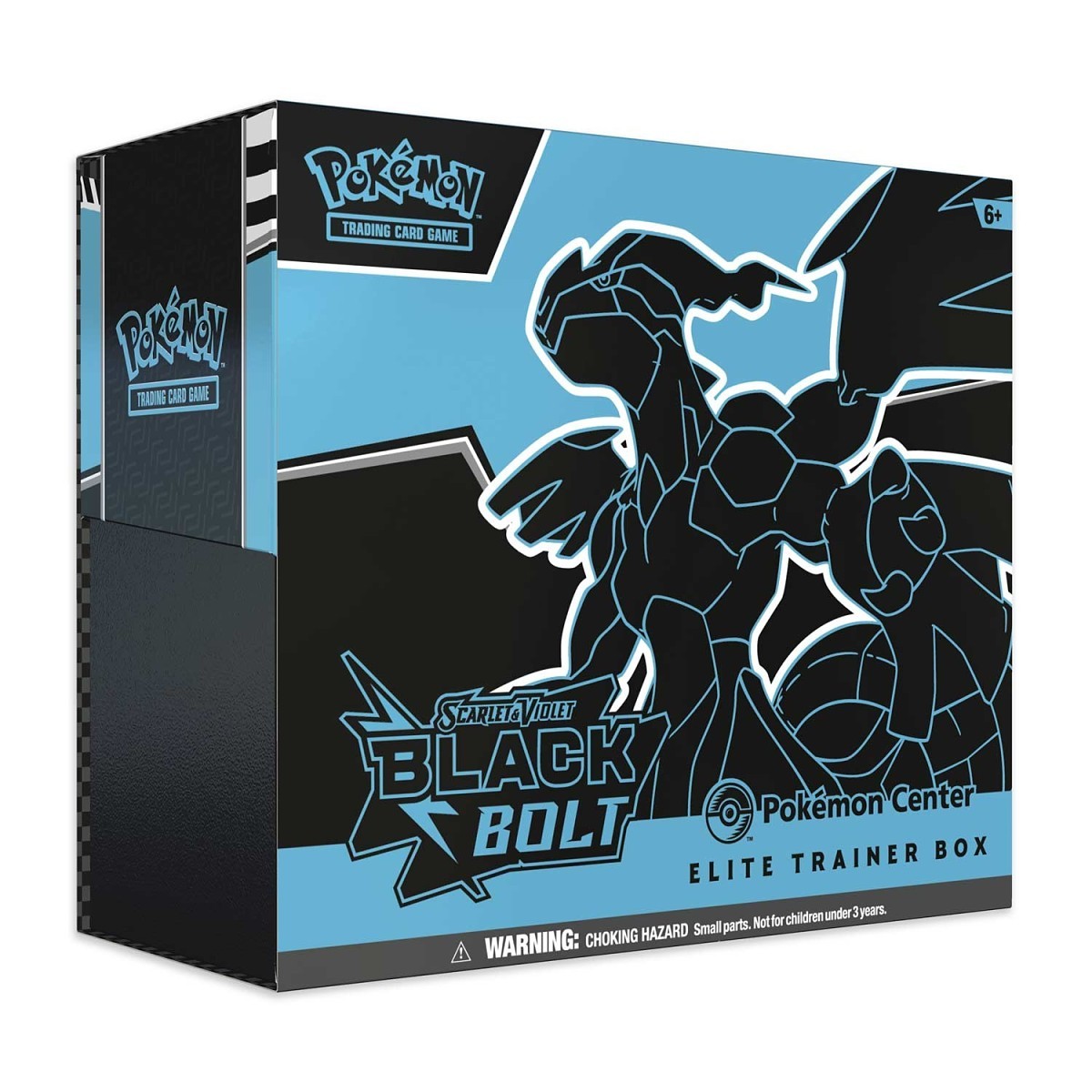 Pokémon Scarlet & Violet Black Bolt Elite Trainer Box featuring a blue and black Zekrom silhouette design.
