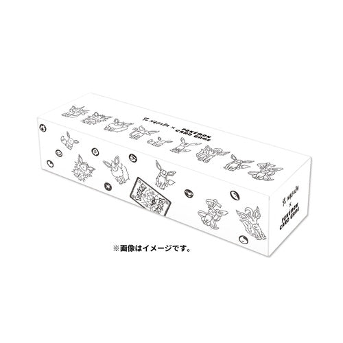 White Pokémon Yu Nagaba X Eevee Box with black line art of Eevee and its evolutions.