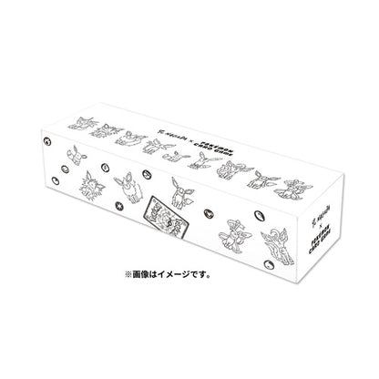 White Pokémon Yu Nagaba X Eevee Box with black line art of Eevee and its evolutions.