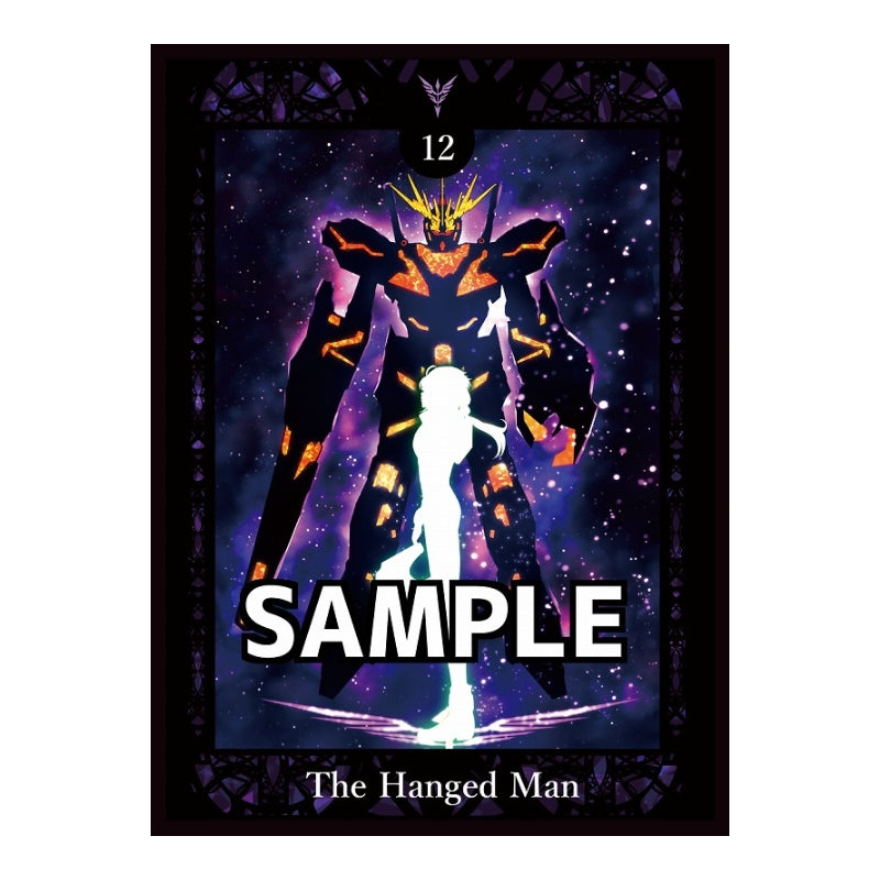 Riddhe Sleeve card protector featuring a glowing orange mecha silhouette against a purple cosmic background.