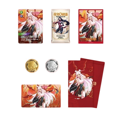 Riftbound Lunar New Year 2026 gift box featuring red envelopes, booster packs, a playmat, and gold or silver coins.