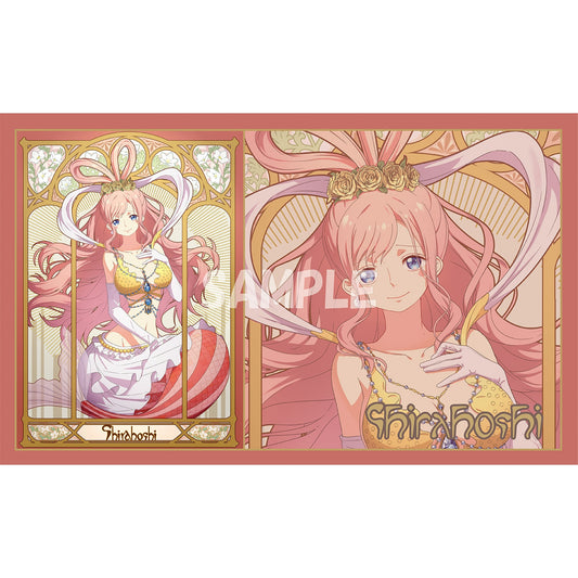 Shirahoshi rubber playmat with pink-haired mermaid in yellow top and white skirt, 58x30cm.