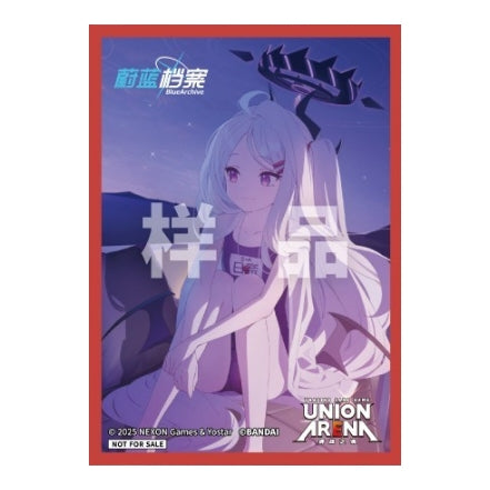 Blue Archive AP card sleeve featuring an anime girl illustration with a red border and Union Arena branding.