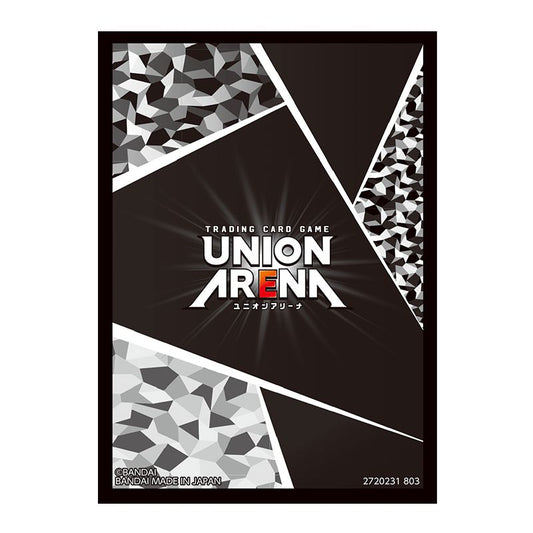 Union Arena Card Game Sleeve, black with white geometric patterns and game logo. Made of PP.