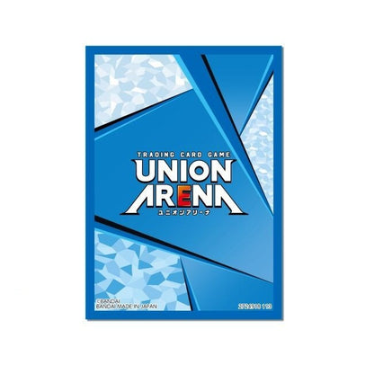 Blue Union Arena card game sleeve with geometric design, "TRADING CARD GAME" and "UNION ARENA" logos.