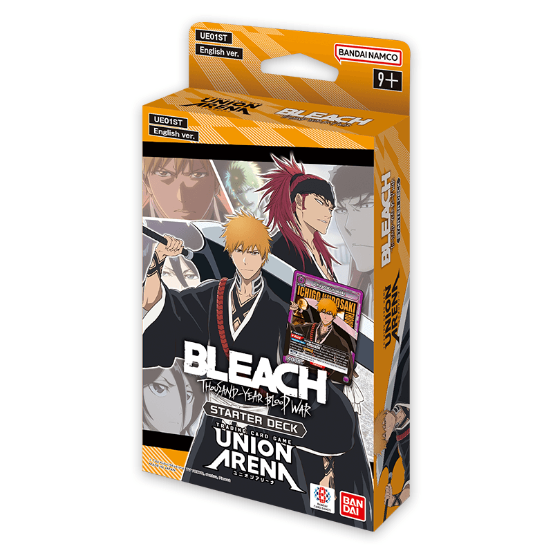 Union Arena BLEACH Start Deck (UE01ST) English version, orange box with anime characters Ichigo and Renji.