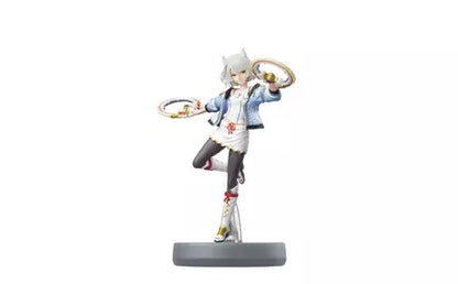 amiibo Mio figure from Xenoblade Chronicles 3, with white hair, blue jacket, and two golden rings.