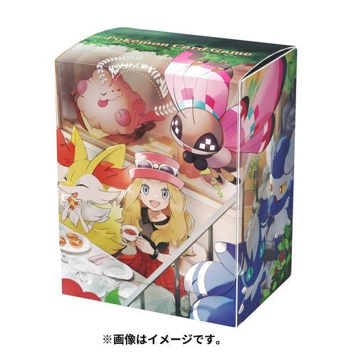 Pokémon Card Game Deck Case, Serena, featuring Serena, Fennekin, Clefairy, and Vivillon on a white and colorful polyurethane case.